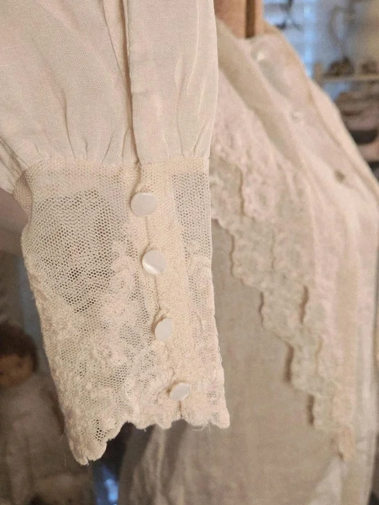 ♡ vintage 80s ralph lauren linen lace tie blouse ♡ - Picture 3 of 8